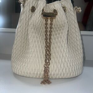 ALDO Cream Braided Mini Bucket Bag